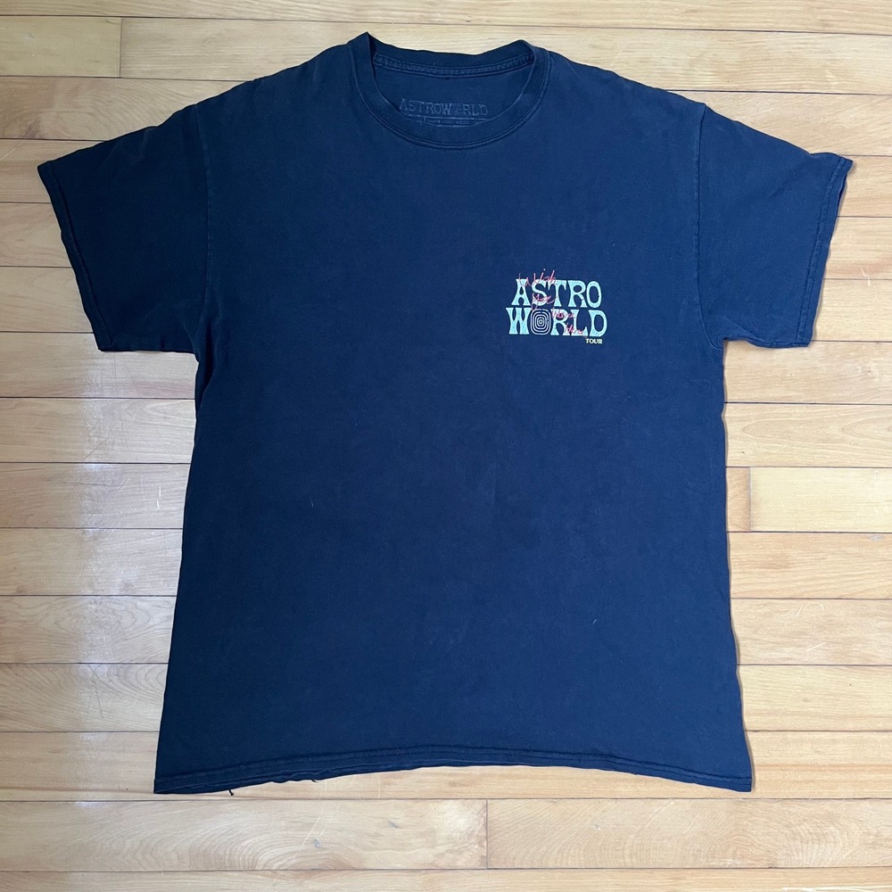 Travis Scott Astroworld Wish You Were Here 2019 Tour Black T-Shirt Mens Medium